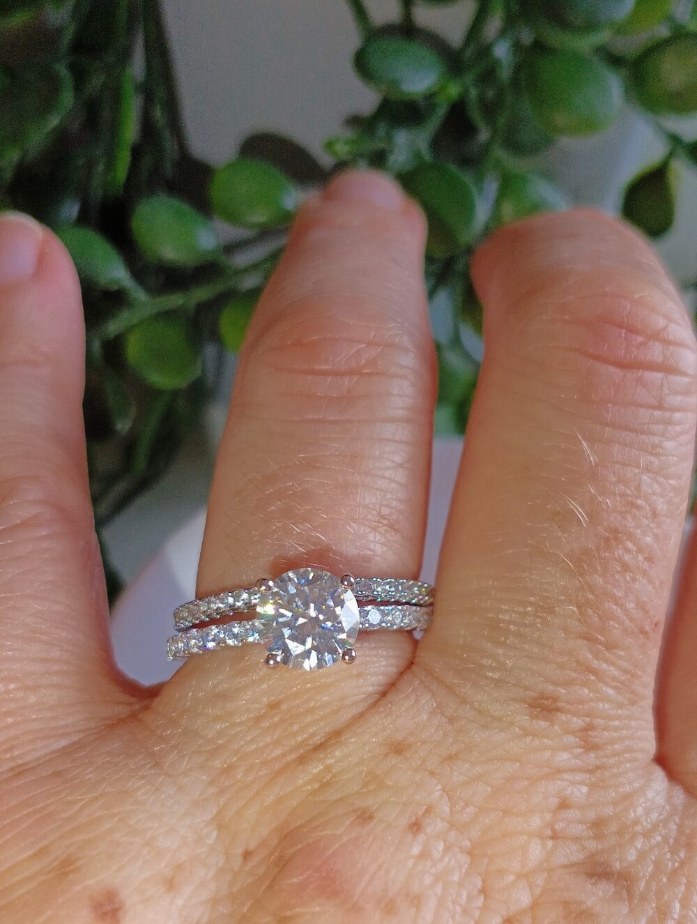925 Sterling Silver CZ Bridal Ring Set Size 9 Sparkly Engagement Style